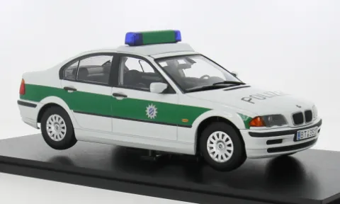 BMW 3-Series E46, weiss/grün, 1999, Polizei (D), 1:18, KK Scale