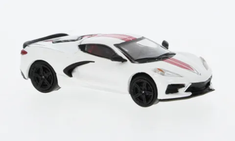 Chevrolet Corvette (C8) Stingray, weiss/rot, 2020, 1:87, PCX87
