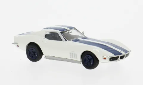 Chevrolet Corvette C3, weiss/blau, 1967, 1:87, Brekina