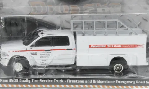 Dodge RAM 3500 Dually Tire Service Truck, 2018, Firestone and Bridgestone Road Service, 1:64, Greenlight