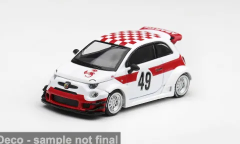 Fiat 595 Abarth LB-Works x ABAS Works, weiss/rot, 2026, #49, 1:64, Mini GT