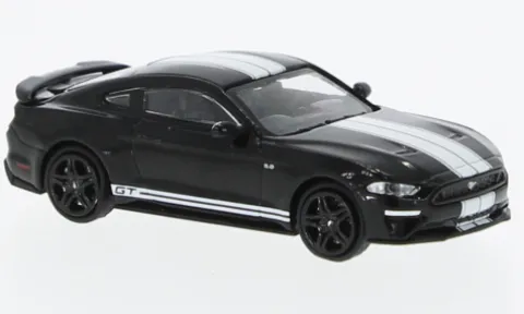 Ford Mustang GT, schwarz/weiss, 2018, 1:87, Minichamps