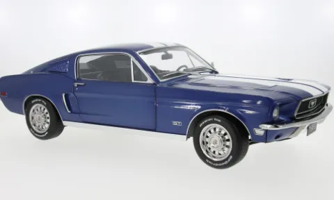 Ford Mustang GT Fastback, blau/weiss, 1968, 1:12, KK Scale