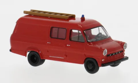 Ford Transit, rot/schwarz, 1970, Feuerwehr, 1:87, Brekina