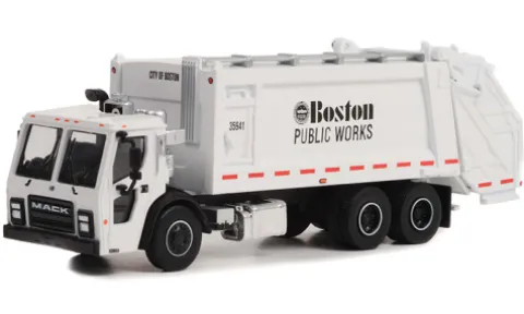 Mack LR Rear Loader Refuse Truck, 2020, Boston Public Works, 1:64, Greenlight