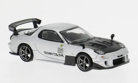 Mazda RX7 (FD3S), silber/schwarz, 2024, 1:64, Mini GT
