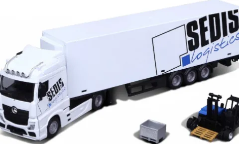 Mercedes Actros, weiss/Dekor, Sedis Logistics, 1:43, Bburago