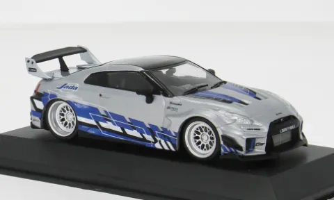 Nissan Skyline (R35) GT-R, silber/blau, 1:43, Solido