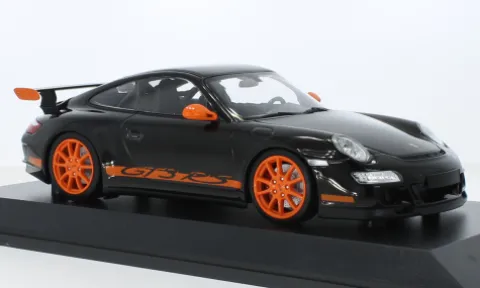 Porsche 911 (997) GT3 RS, schwarz/orange, 2007, 1:18, Minichamps