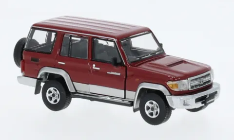 Toyota Land Cruiser LC76, dunkelrot/silber, 1:64, BM Creations