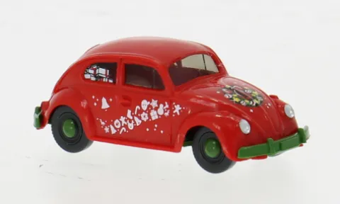 VW Käfer 1200, rot/Dekor, 1960, 1:87, Wiking