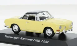 VW Karmann Ghia 1600, gelb/schwarz, 1966, 1:43, Maxichamps