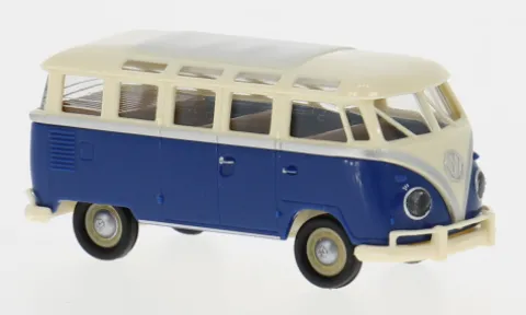 VW T1b Samba, hellbeige/blau, 1960, 1:87, Brekina