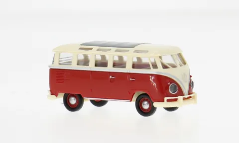 VW T1b Samba, hellbeige/rot, 1960, 1:87, Brekina